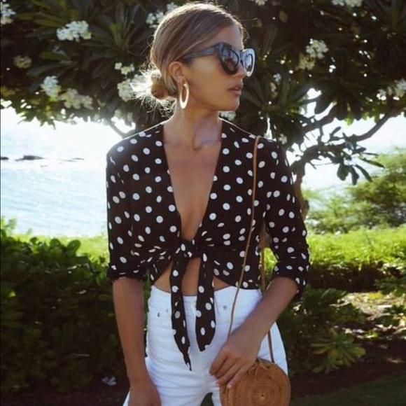 Reformation Tops - Reformation Polka Dot Wrap Top